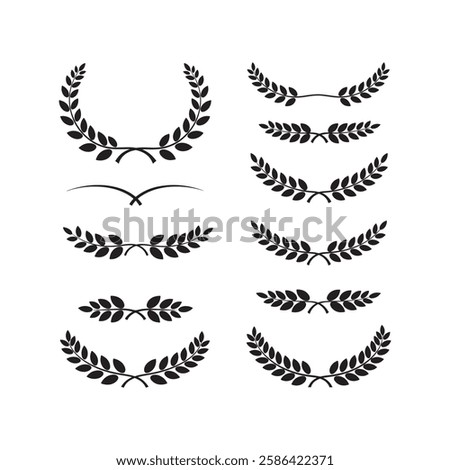 laurel leaf floral wreath logo icons set vector flat design