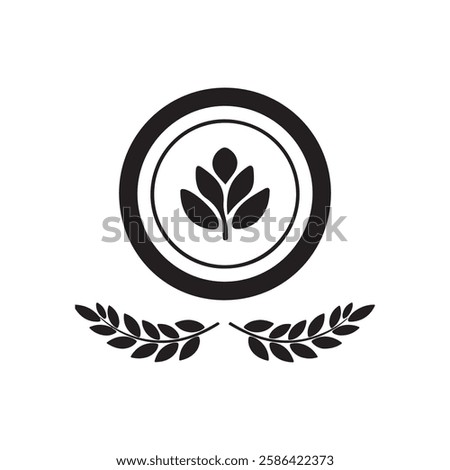 laurel leaf floral wreath logo icons set vector flat design