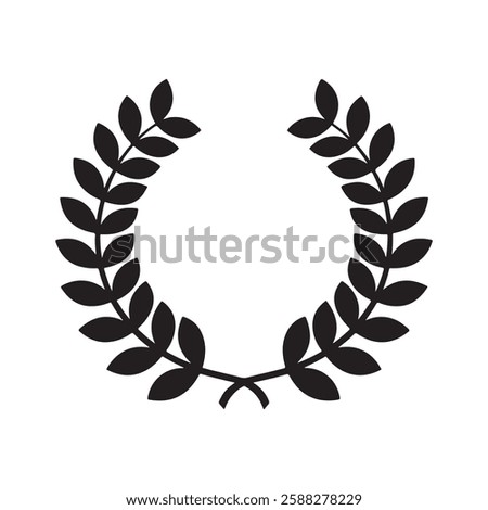 laurel leaf floral wreath logo icons set vector flat design illustrations