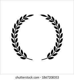 Laurel Leaf Wreath crown branch black logo icon design vector illustration 