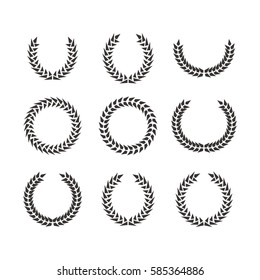 Laurel Leaf Wreath Polygon Stylized Icons Set