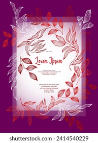 Laurel Blättert Rahmen Vektor Hochzeitskarte Vorlage. Die Vintage-Bucht zweigt die Sommerbucht ab. Organisches Kartendesign mit Laurel Laub. Der exotische Eukalyptus hinterlässt eine Filialen-Rahmenvorlage. Botanik