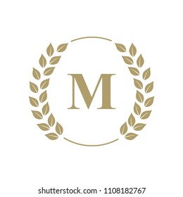 laurel leaves wreath, monogram template