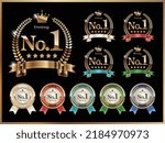 laurel, premium, icon, set, no.1, ribbon, bestseller, ranking, award, sales, top, luxury, hall of fame, gorgeous, matching, golden, crest, classic, vintage, winner, frame, vector, award, symbol