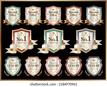 laurel, premium, icon, set, no.1, ribbon, bestseller, ranking, award, sales, top, luxury, hall of fame, gorgeous, matching, golden, crest, classic, vintage, winner, frame, vector, award, symbol.