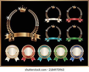 laurel, premium, icon, set, no.1, ribbon, bestseller, ranking, award, sales, top, luxury, hall of fame, gorgeous, matching, golden, crest, classic, vintage, winner, frame, vector, award, symbol.