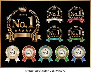 laurel, premium, icon, set, no.1, ribbon, bestseller, ranking, award, sales, top, luxury, hall of fame, gorgeous, matching, golden, crest, classic, vintage, winner, frame, vector, award, symbol