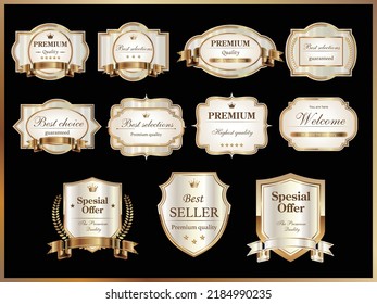 laurel, premium, icon, set, no.1, ribbon, bestseller, ranking, award, sales, top, luxury, hall of fame, gorgeous, matching, golden, crest, classic, vintage, winner, frame, vector, award, symbol.