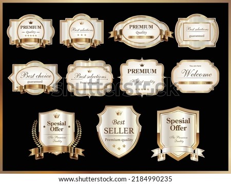 laurel, premium, icon, set, no.1, ribbon, bestseller, ranking, award, sales, top, luxury, hall of fame, gorgeous, matching, golden, crest, classic, vintage, winner, frame, vector, award, symbol.