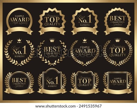 Laurel and ribbon gold label frame set
