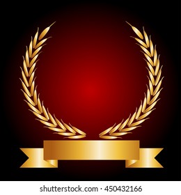  laurel and ribbon  on red background