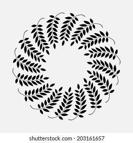 Laurel ring wreath tattoo. Black ornament, sign on white background.  Defense, peace, glory symbol. Vector isolated Ã?Â 