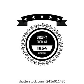 laurel shield black and white circle vector design