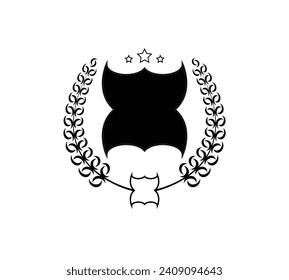 laurel shield black and white curved vector design