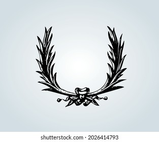 Laurel for shield or medal in abstract illustration