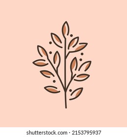 Laurel. Dibujo estilizado de ladrillo. Ilustración simple del vector de contorno para el embalaje, identidad corporativa, etiquetas, postales, invitaciones.