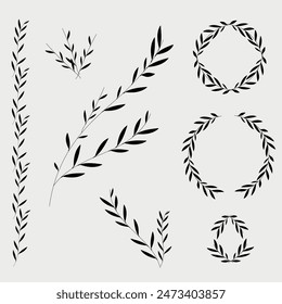 Laurel triumph Collection of victory emblems Images of branches Branches frames Shapes of branches. Vector illustration EPS10