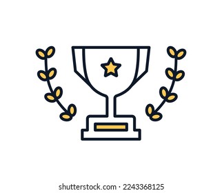 Laurel and winning trophy simple icon illustration material