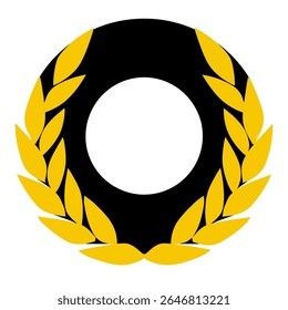 Laurel wreath adorns circle emblem simple graphic design element