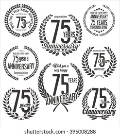 Laurel Wreath anniversary vector collection 75 years