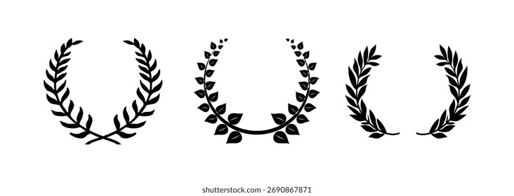 Vetor de sortimento de grinalda de louro na cor preta