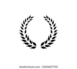 Laurel wreath award icon. Heraldic trophy crest, Greek and Roman olive branch award, winner round emblem vector design and illustration.

