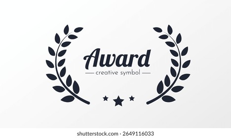 Coroa de louro. Prêmio, vitória, vencedor, ideia abstrata de logotipo de negócios de sucesso. Ícone de troféu, ramificação, borda da folha. Ilustração vetorial