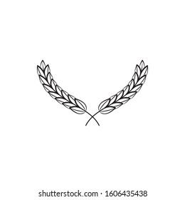 Laurel wreath award to the winner. Heraldic design. Vector image isolated on a white background.