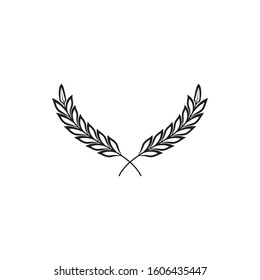 Laurel wreath award to the winner. Heraldic design. Vector image isolated on a white background.