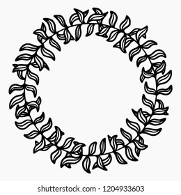 Laurel Wreath Background Frame in Hand Drawing Doodle Style, Suitable for Nature Concept.