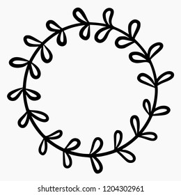 Laurel Wreath Background in Hand Drawing Doodle Style, Suitable for Nature Concept.