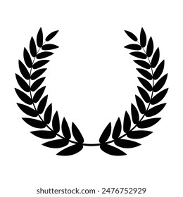 Laurel wreath, Black circular laurel olive branches greek wreath vector illustration, A winner award of olive leaves, stars of victory symbol, achievement heraldry symbol isolated on white background