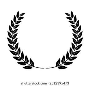 laurel wreath, Black circular laurel olive branches greek wreath vector illustration, A winner award of olive,stars of victory symbol, achievement heraldry symbol isolated on dark background