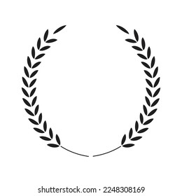 Laurel wreath black leaves vector icon design. 
