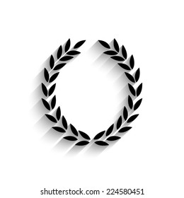 Laurel Wreath - black vector icon with shadow