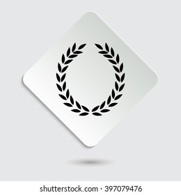 Laurel Wreath - black vector  icon on a paper button