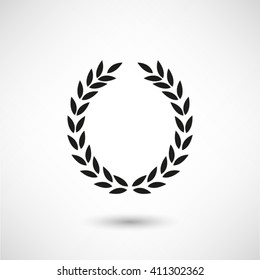 Laurel Wreath - black vector  icon with shadow