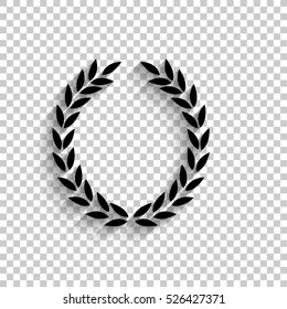 Laurel Wreath - black vector icon  with shadow