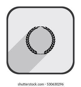 Laurel wreath - black vector icon  with long shadow
