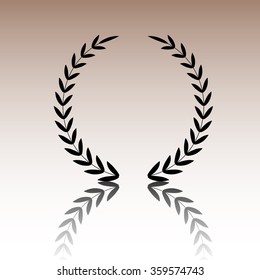 Laurel Wreath. Black vector illustration with reflection.