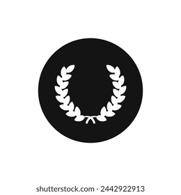 Laurel wreath black and white vector icon