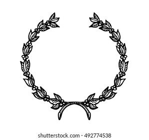 Laurel wreath branches set. Decorative elements at engraving style. Vector Illustration. Isolated on white.