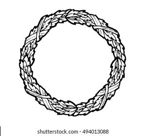 Laurel wreath branches set. Decorative elements at engraving style. Vector Illustration. Isolated on white.