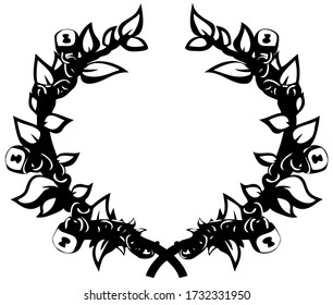 Laurel wreath chained stencil black, vector illustration, horizontal, isolated
