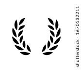 Laurel wreath, champion olive. Black icon on white background