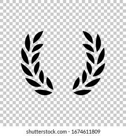 Laurel wreath, champion olive. Black symbol on transparent background