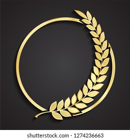 Laurel Wreath Circle 3d Golden Logo