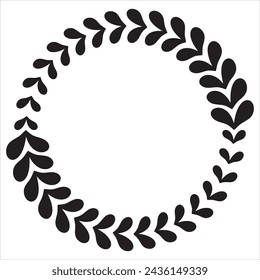 Bordes redondos de corona de laurel. Elementos vectoriales decorativos.  Ilustración vectorial.