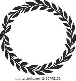 Laurel wreath circle frame isolated on white background. Vector illustration.