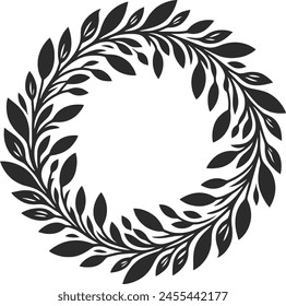 Laurel wreath circle frame isolated on white background. Vector illustration.